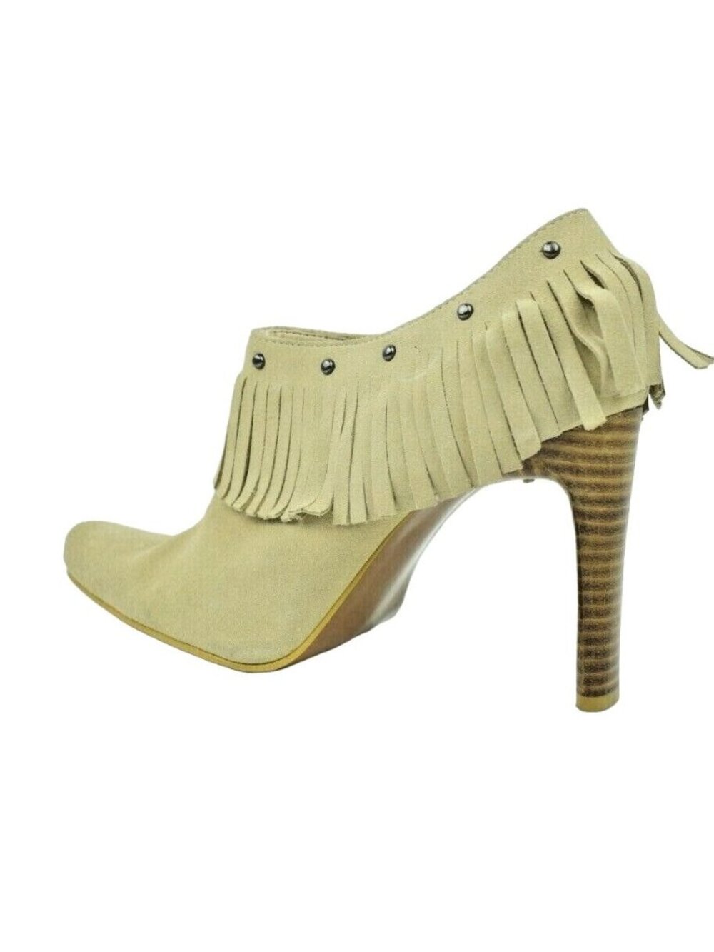 MIA Womens US Size 9 Hunter Tan Suede Leather Fringe Ankle Booties 4 inch Heels - Picture 8 of 11